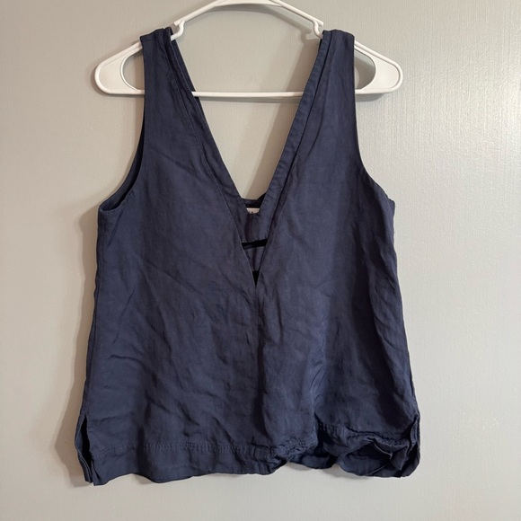 Reiss Emi Linen Blend V-Neck Top Size 6 - Picture 3 of 7